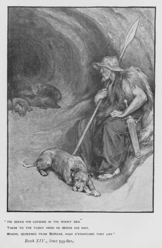 Illustrasjon for pavens Odyssey of Homer (litho) av Walter Paget