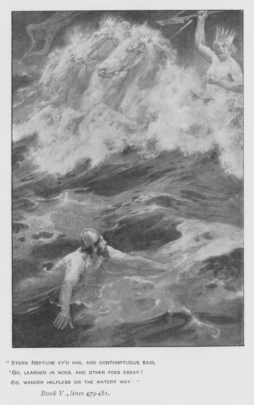 Illustrasjon for pavens Odyssey of Homer (litho) av Walter Paget