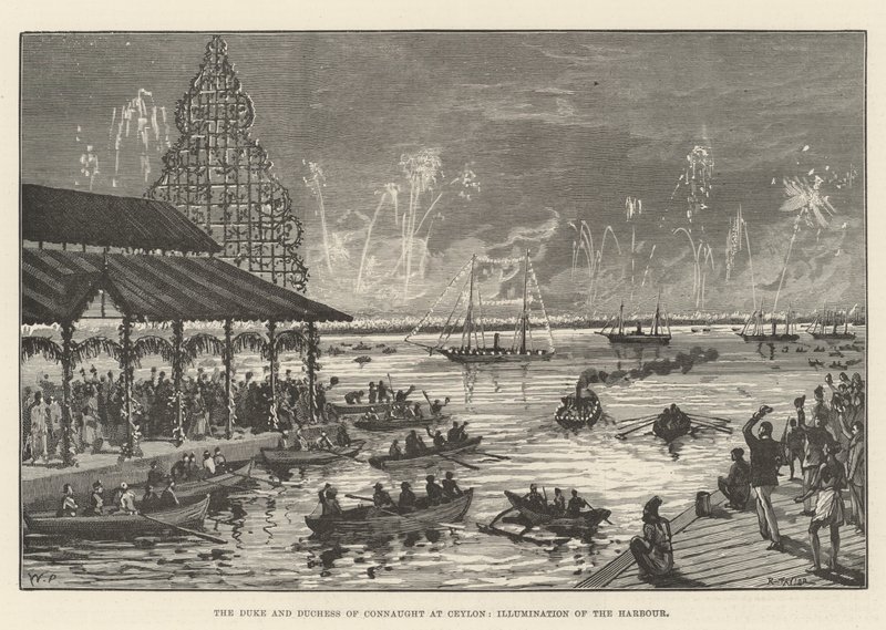 Hertugen og hertuginnen av Connaught på Ceylon, Illumination of the Harbor av Walter Paget
