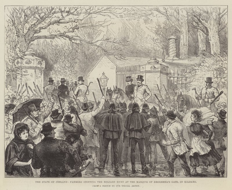 Staten i Irland, bønder som stopper Reloare-jakten ved Marquis of Drogheda's Gate, i Kildare av Walter Paget