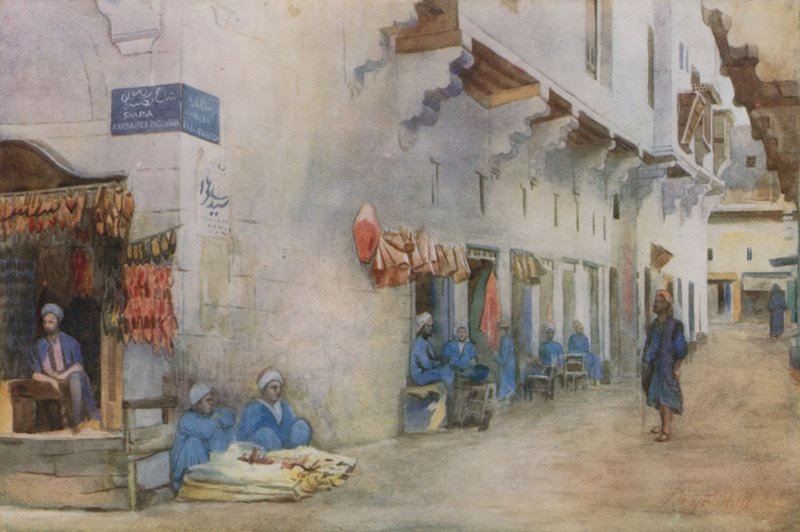Sharia-el-Kerabiyeh, eller Street of the Water Carriers, Kairo av Walter Spencer Stanhope Tyrwhitt