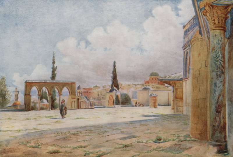 Sørverandaen til moskeen og sommerpreikestolen, Jerusalem av Walter Spencer Stanhope Tyrwhitt