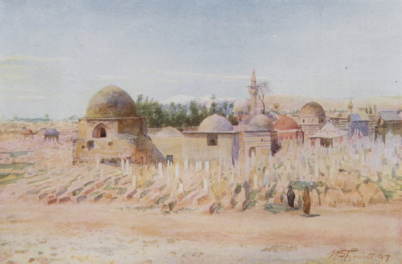 Den muslimske kirkegården og utsikten over Mount Hermon, Damaskus av Walter Spencer Stanhope Tyrwhitt