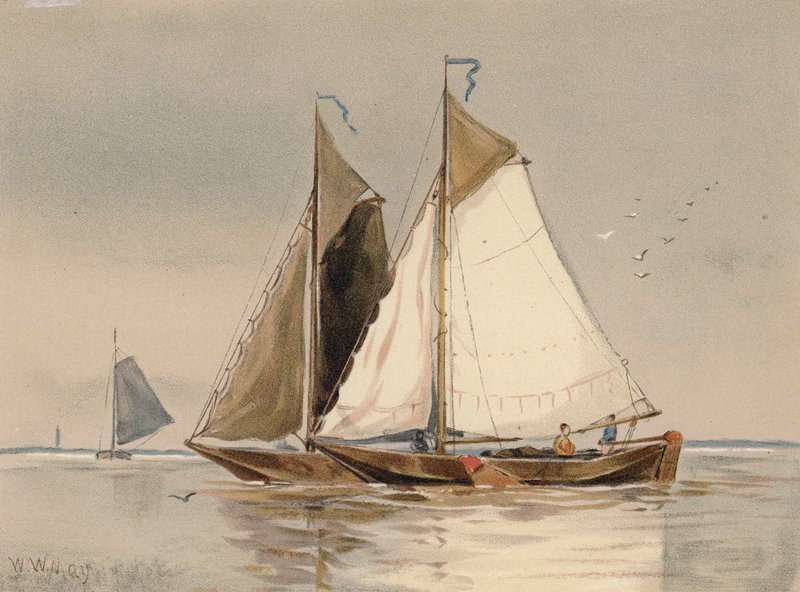 Nederlandske tappere ved Schelde (fargelitografi) av Walter William May