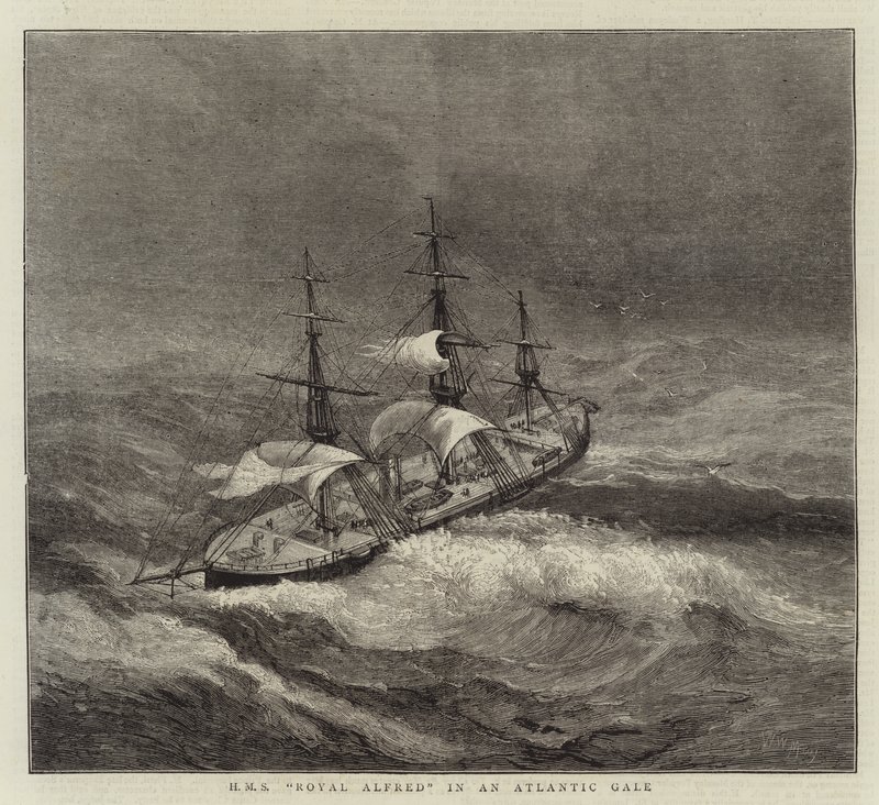 HMS Royal Alfred i en atlantisk kuling av Walter William May