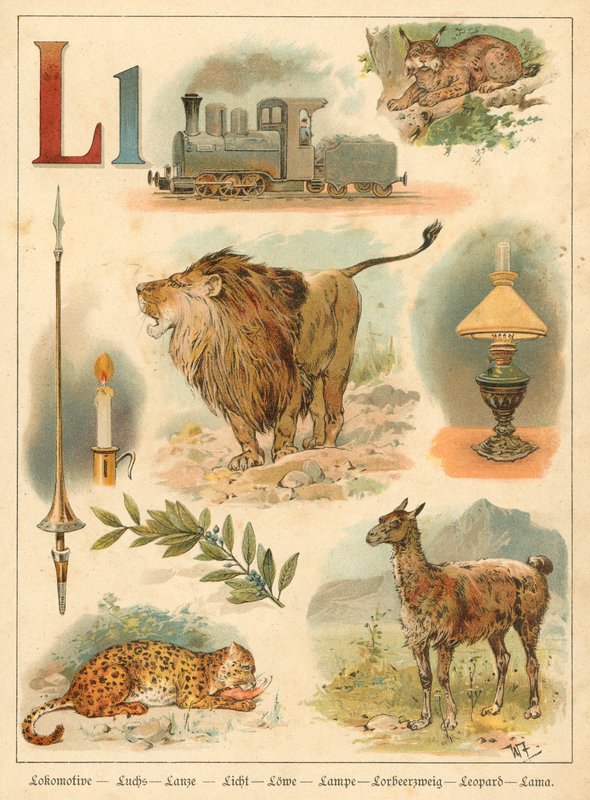 Bokstaven L (chromolitho) av Walter Zweigle