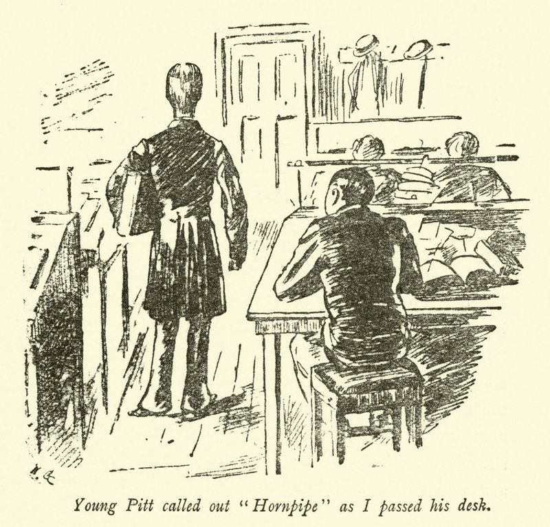Unge Pitt ropte Hornpipe når jeg passerer skrivebordet hans av Weedon Grossmith