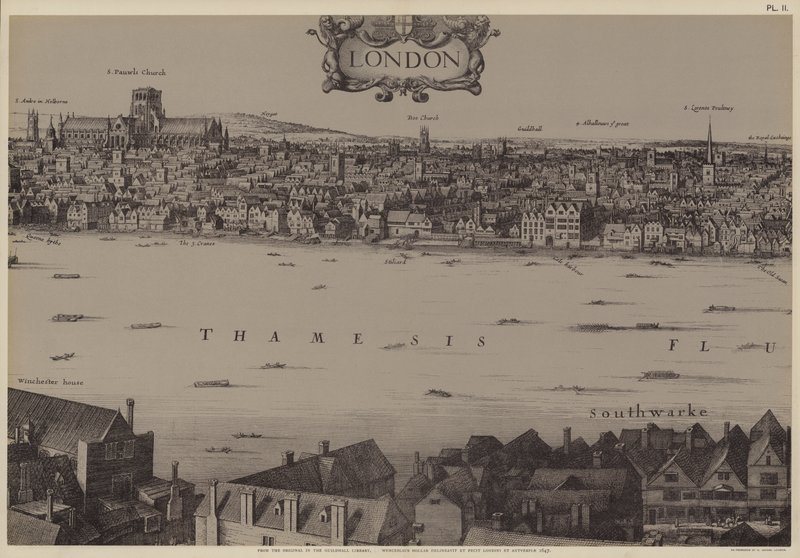 Panorama over London av Wenceslaus (after) Hollar