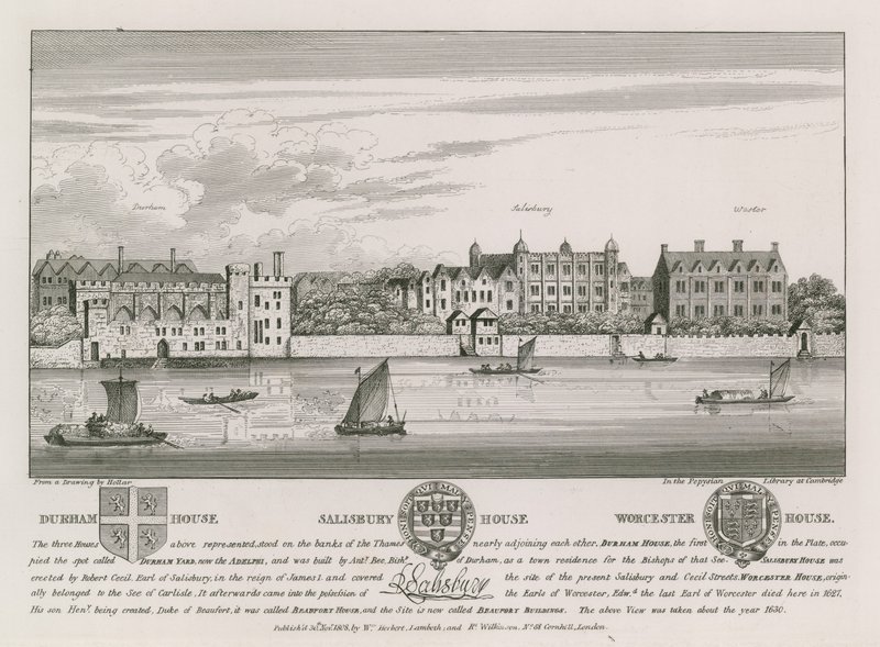 Durham House, Salisbury House og Worcester House av Wenceslaus Hollar