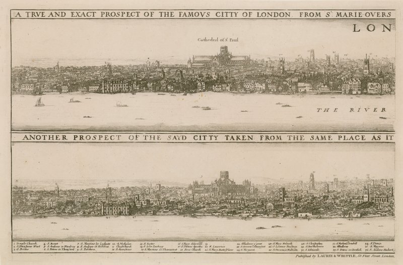 London, før og etter den store brannen av Wenceslaus Hollar