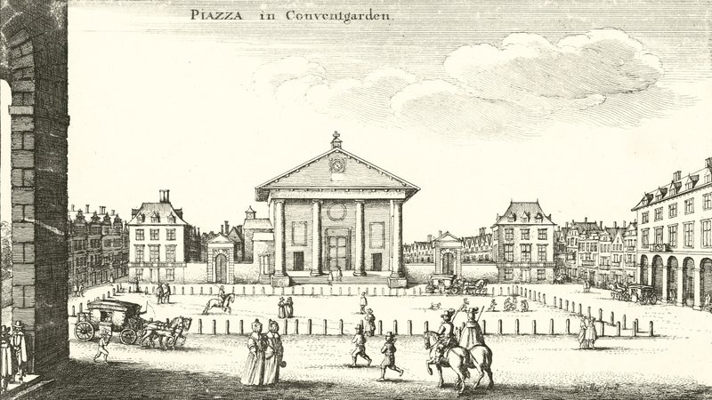 Piazza, Covent Garden, London (gravering) av Wenceslaus Hollar