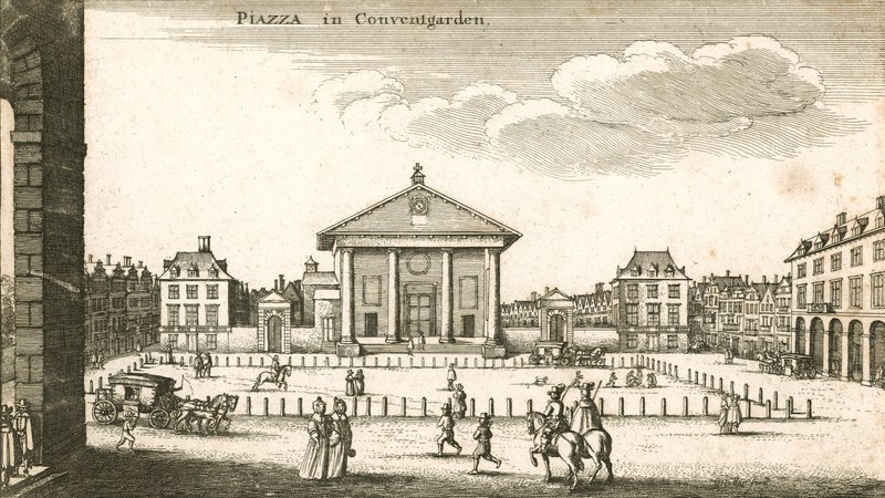 Piazza, Covent Garden, London (gravering) av Wenceslaus Hollar