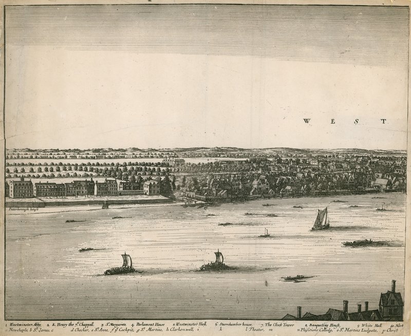 Utsikten til London og Westminster hentet fra Lambeth av Wenceslaus Hollar