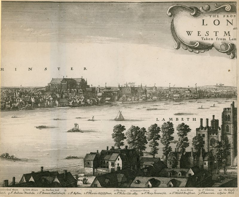 Utsikten til London og Westminster hentet fra Lambeth av Wenceslaus Hollar