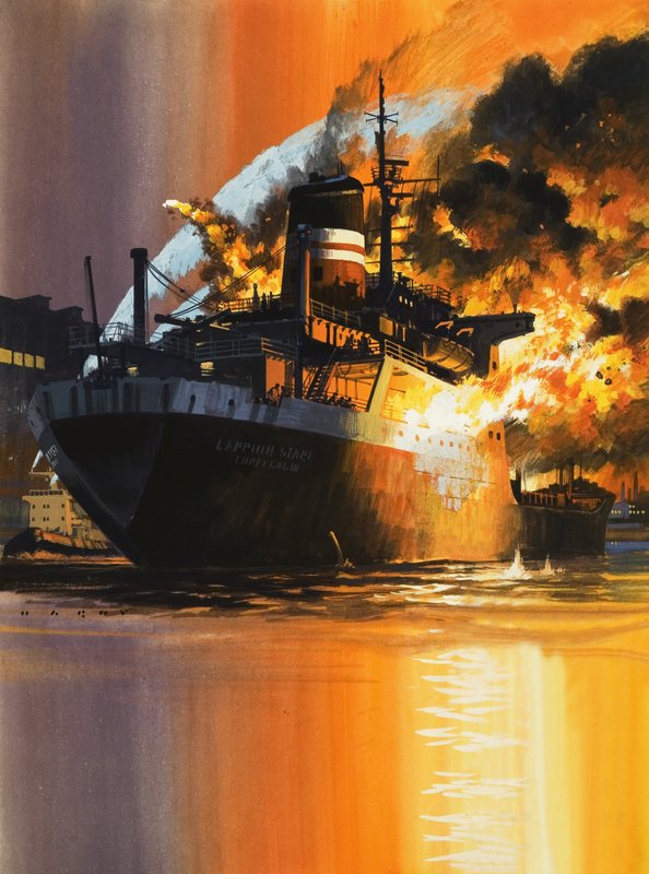 Brennende skip av Wilf (20th century) Hardy