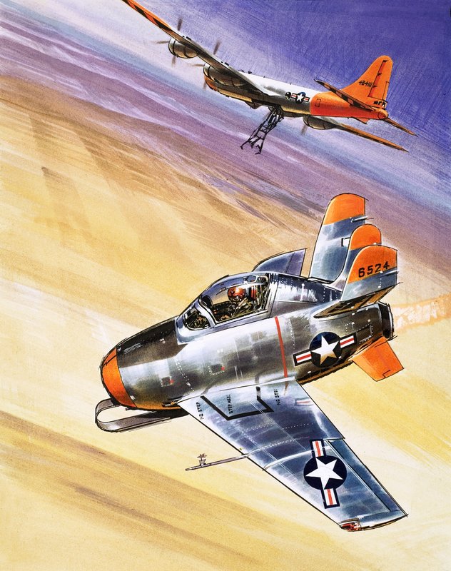 Minijagerfly, illustrasjon fra «Into the Blue» av Wilf (20th century) Hardy