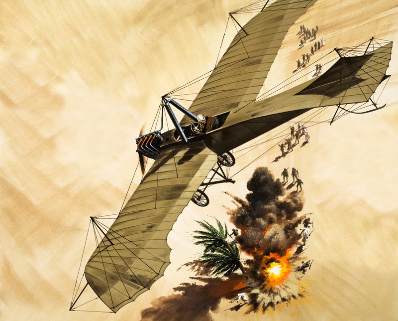I 1911 ble løytnant Giulip Gavotti den første mannen som slapp en bombe fra et fly av Wilf (20th century) Hardy