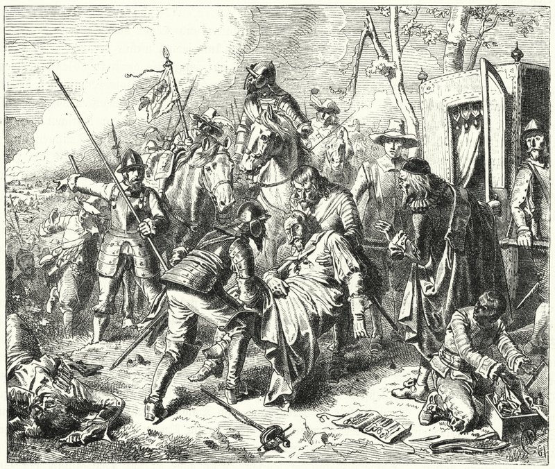 Grev Tilly ble dødelig såret i slaget ved Rain, 1632 av Wilhelm Camphausen