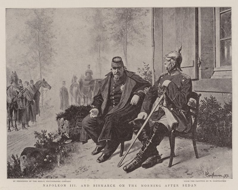 Napoleon III og Bismarck om morgenen etter Sedan av Wilhelm Camphausen