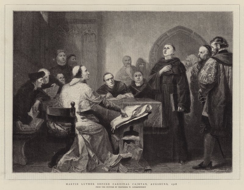 Martin Luther før kardinal Cajetan, Augsburg, 1518 av Wilhelm von, II Lindenschmit
