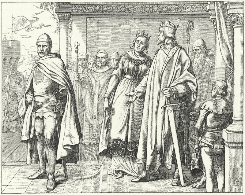 Ernest II, hertug av Schwaben, før kong Conrad II av Tyskland etter å ha gjort opprør mot ham av Wilhelm Camphausen