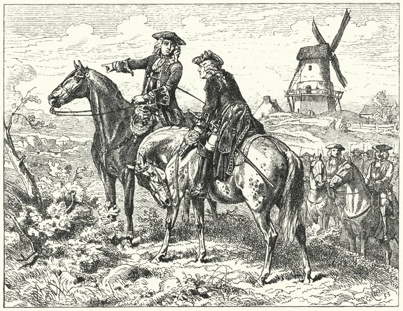 Hertugen av Marlborough og prins Eugene av Savoy i slaget ved Malplaquet av Wilhelm Camphausen