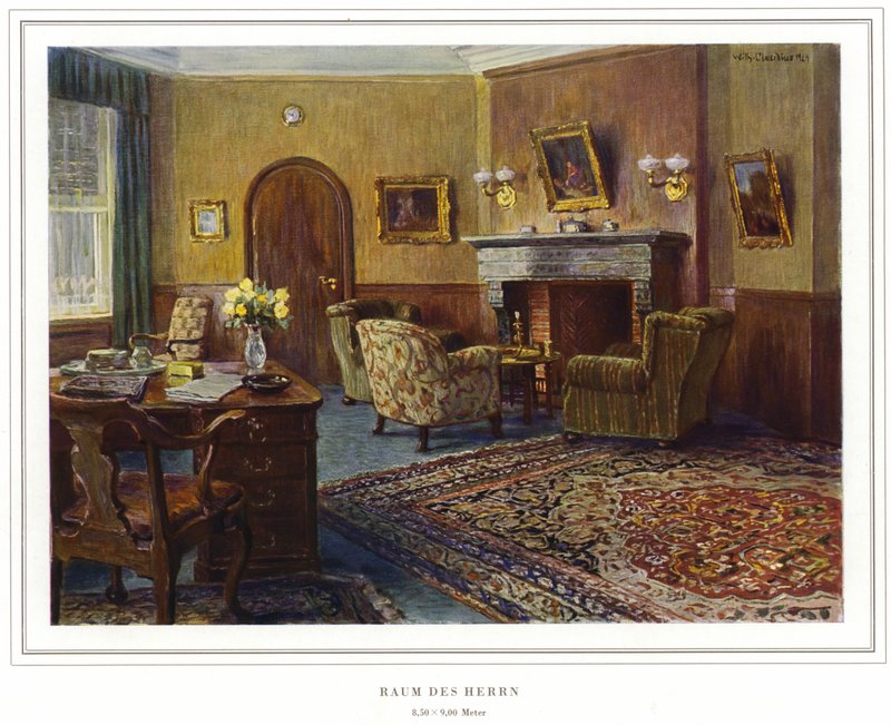 Teppeprodusenters virksomhet Halvmåne teppefabrikk av Koch und Te Kock (farge litho) av Wilhelm Ludwig Heinrich Claudius