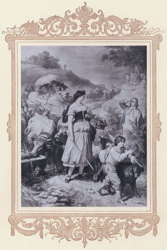 Dorothea og emigrantene, Hermann og Dorothea (litho) av Wilhelm von (after) Kaulbach