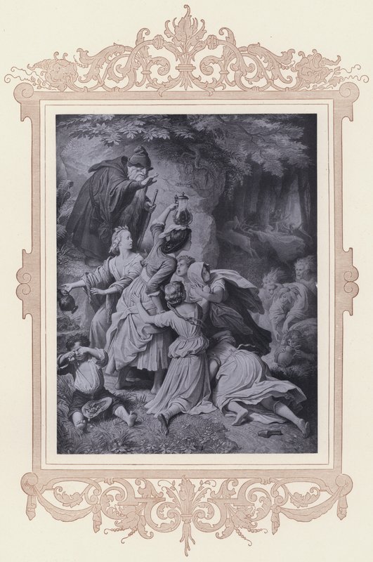 Jente i skogen, den trofaste Eckart (litho) av Wilhelm von (after) Kaulbach