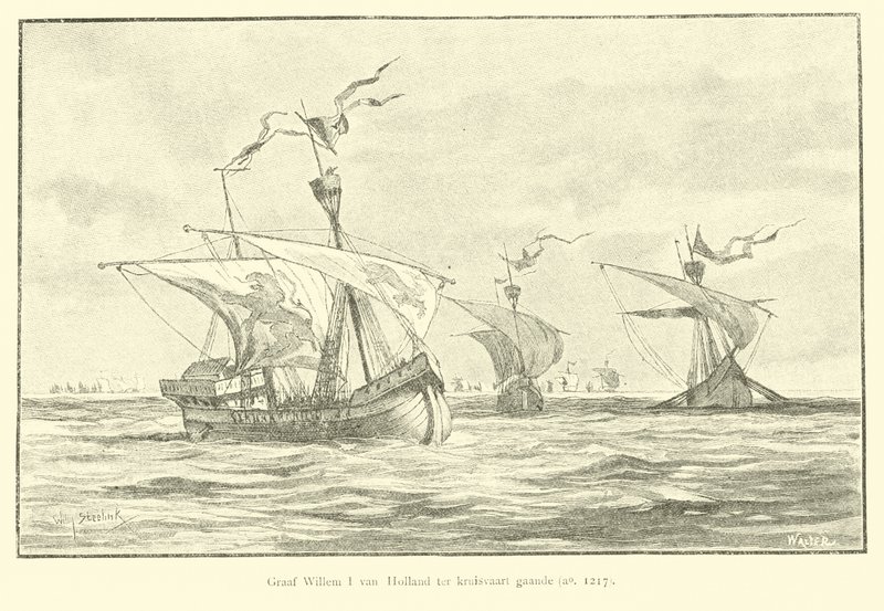 Grev William I av Holland på reise til det 5. korstoget, 1217 av Willem II Steelink