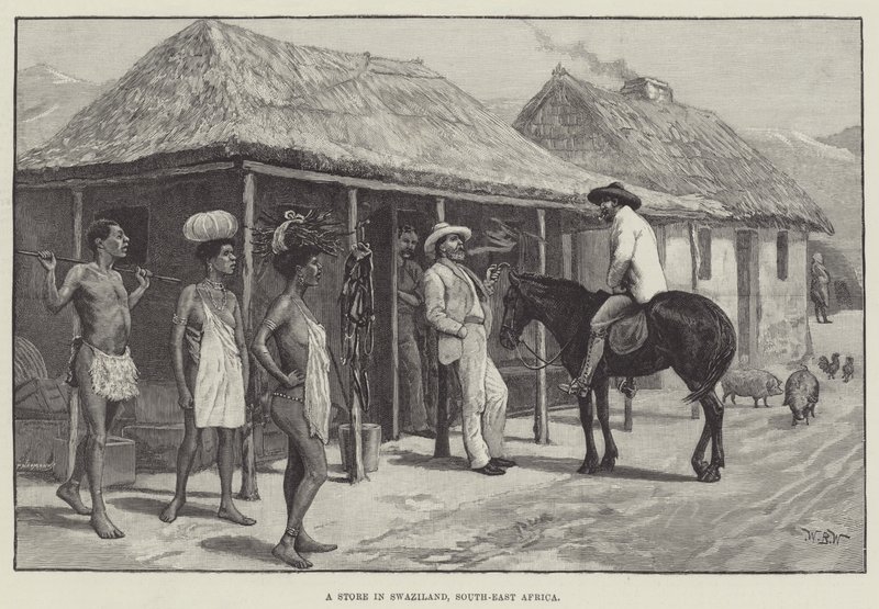 En butikk i Swaziland, Sørøst-Afrika av William Barnes Wollen