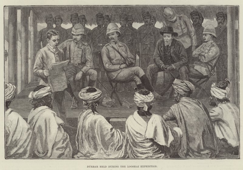 Durbar holdt under Looshai-ekspedisjonen av William Barnes Wollen