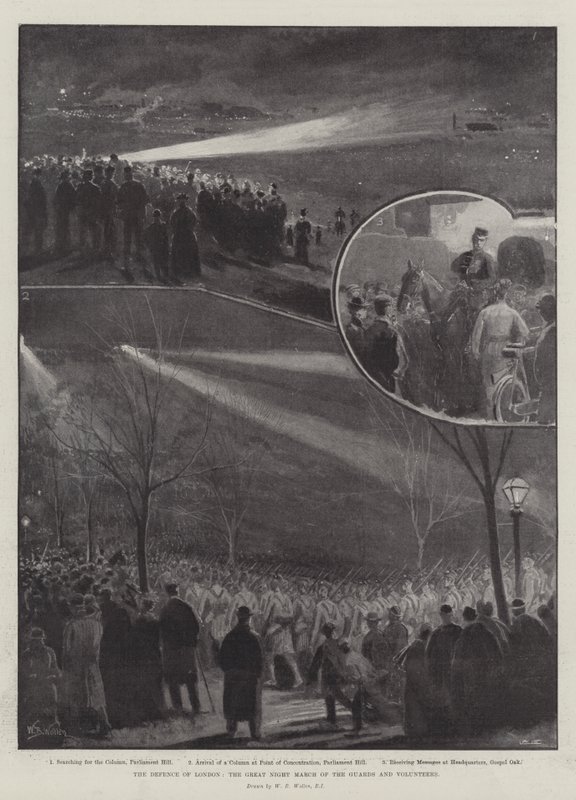 The Defense of London, the Great Night March of the Guards and Volunteers av William Barnes Wollen