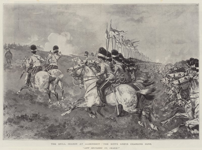 Drillsesongen ved Aldershot, Scots Greys lader Guns av William Barnes Wollen