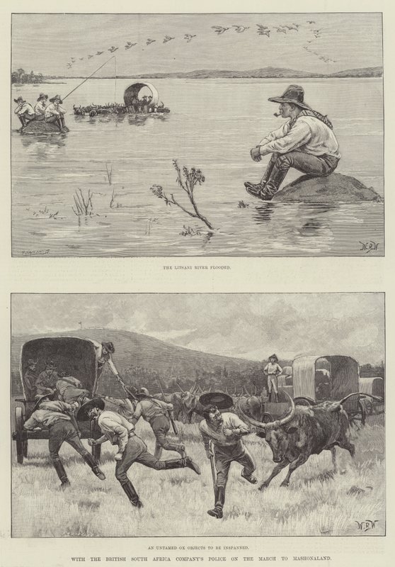 Med British South Africa Companys politi på mars til Mashonaland av William Barnes Wollen