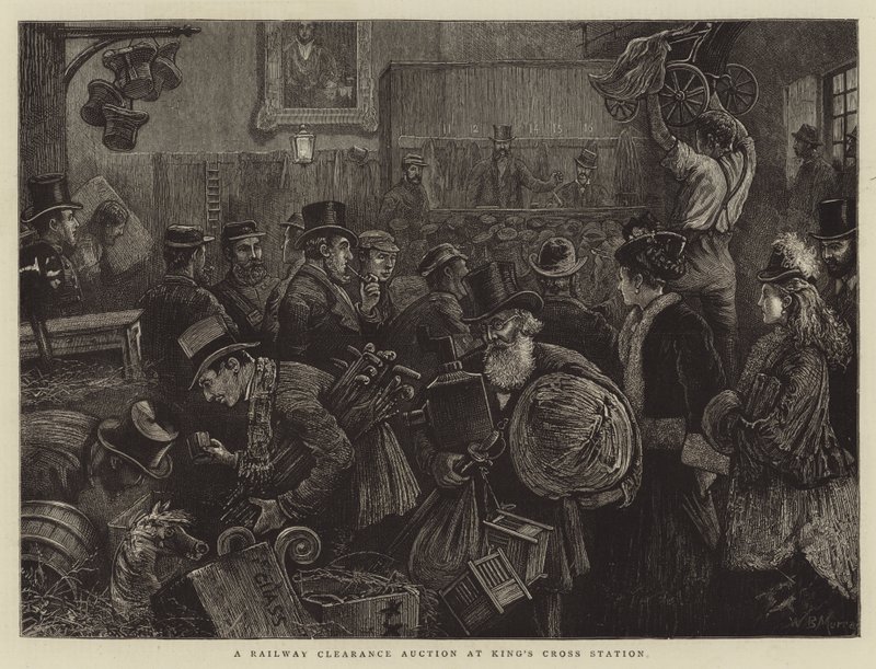 En jernbanerydningsauksjon på King's Cross Station av William Bazett Murray