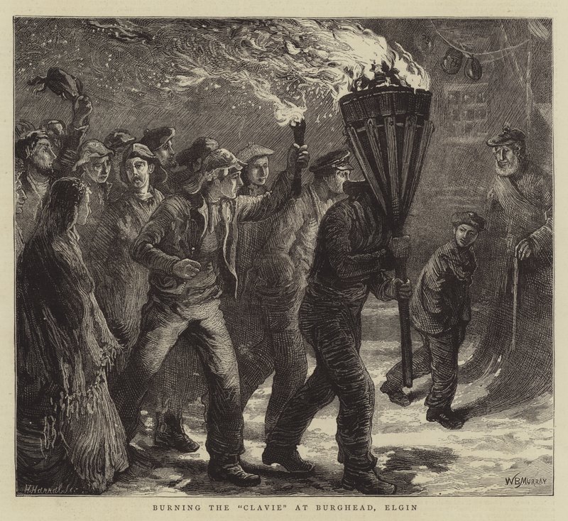 Brenne Clavie ved Burghead, Elgin av William Bazett Murray