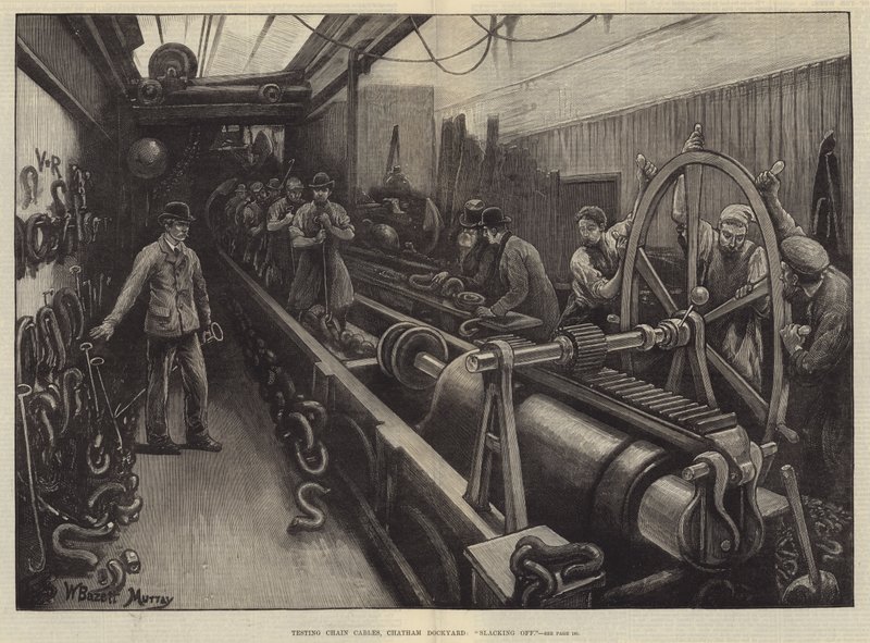 Testing av kjedekabler, Chatham Dockyard, Slacking Off av William Bazett Murray