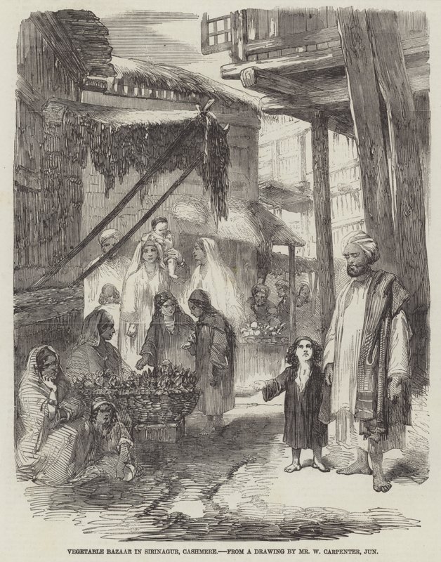 Grønnsaksbasar i Sirinagur, Cashmere av William Carpenter