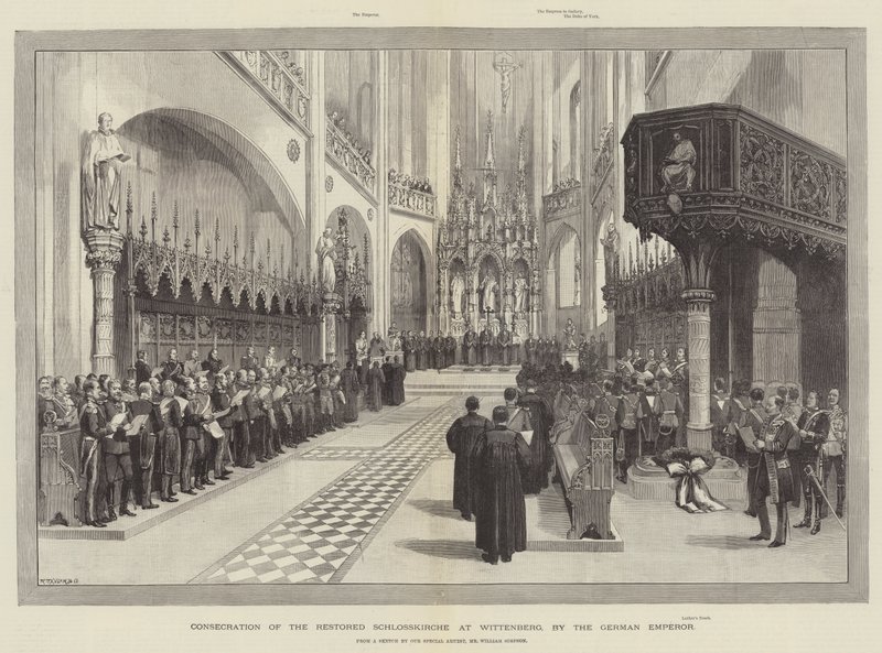 Innvielse av den restaurerte Schlosskirche i Wittenberg, av den tyske keiseren av William Crimea Simpson
