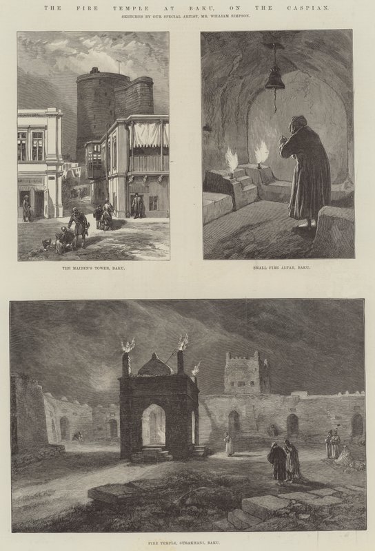 Ildtempelet i Baku, ved Kaspiahavet av William Crimea Simpson