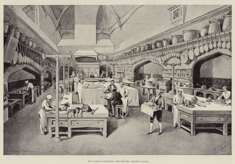 Dronningens jul, kjøkkenet, Windsor Castle av William Crimea Simpson