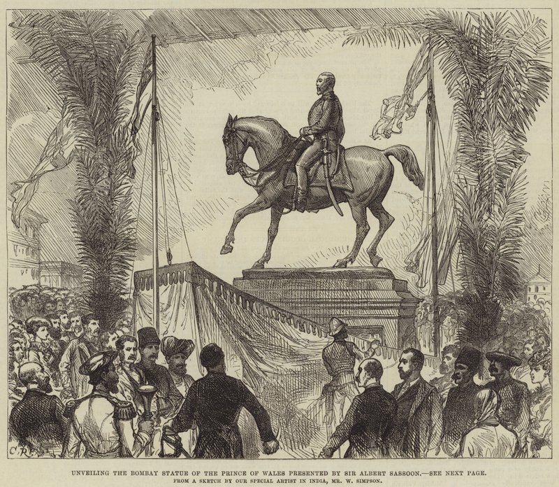 Avduking av Bombay-statuen av prinsen av Wales presentert av Sir Albert Sassoon av William Crimea Simpson