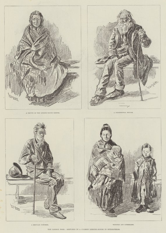 The London Poor, skisser i et felles overnattingssted i Spitalfields av William Douglas Almond