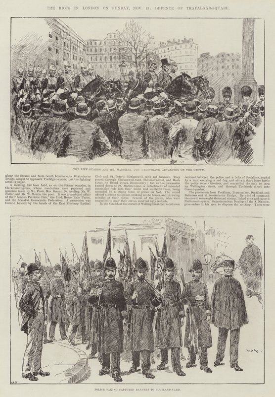Opptøyene i London søndag 13. november, Defense of Trafalgar-Square av William Douglas Almond