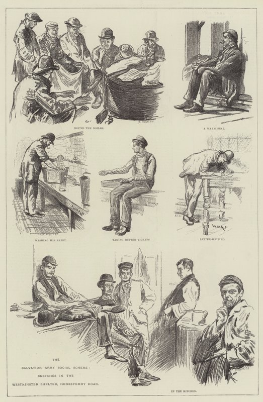 The Salvation Army Social Scheme, Skisser i Westminster Shelter, Horseferry Road av William Douglas Almond