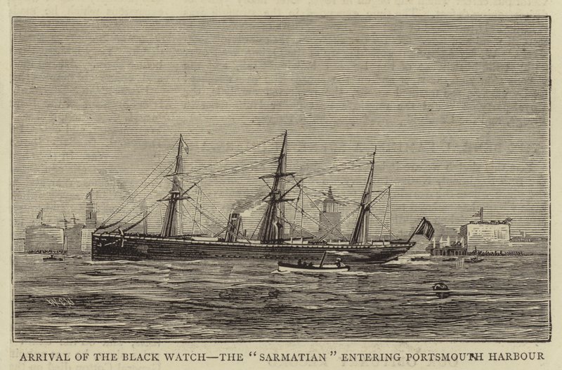 Ankomst av Black Watch, sarmateren kommer inn i Portsmouth havn av William Edward Atkins