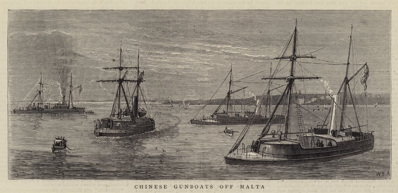 Kinesiske kanonbåter utenfor Malta av William Edward Atkins