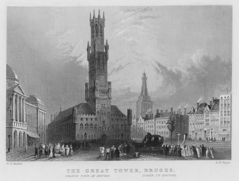 Det store tårnet, Brugge av William Henry Bartlett