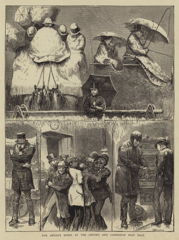 Vår artists notater ved Oxford og Cambridge Boat Race av William III Bromley